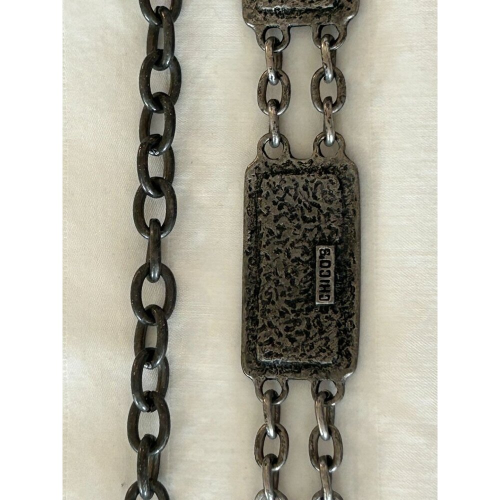 Chicos Chain Link Belt Rectangular Red & Blue Ena… - image 3